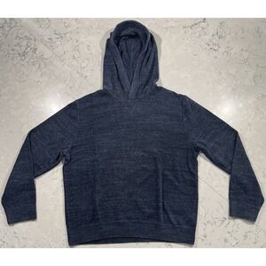 GAP Hoodie Mens Large Navy Blue Heather Knit Pullover Sweatshirt Preppy Casual